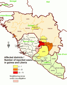 Map of 2014 Ebola outbreak